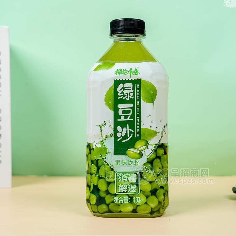 拥抱青春绿豆沙果味饮料瓶装招商1L