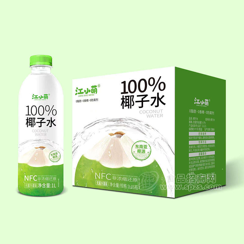 江小萌100%椰汁水nfc飲料瓶裝招商1L×6瓶