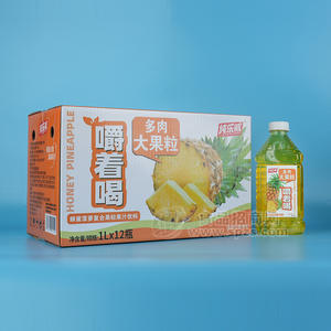 纯乐威多肉大果粒蜂蜜菠萝复合果汁饮料箱装招商1L×12瓶