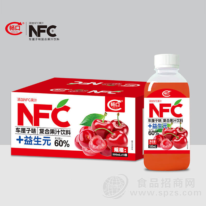 畅口nfc车厘子味复合果汁饮料箱装招商500ml×15瓶