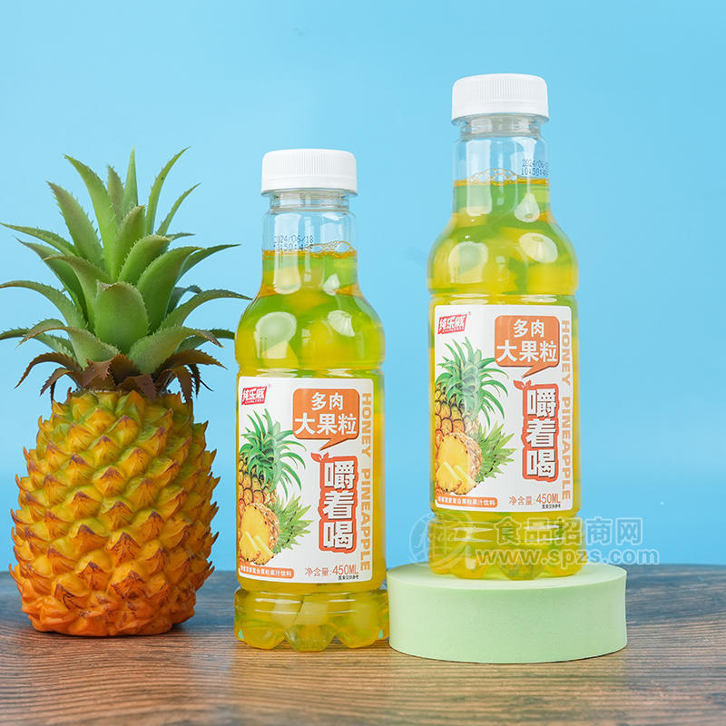 纯乐威多肉大果粒蜂蜜菠萝复合果汁饮料450ml 