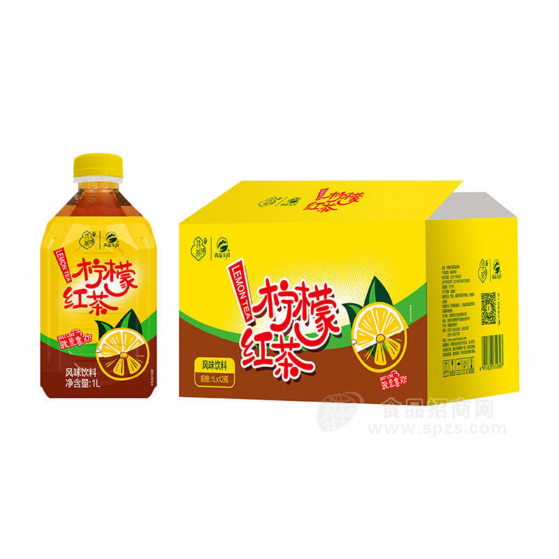 尚品玉川柠檬红茶风味饮料箱装招商1L×12瓶