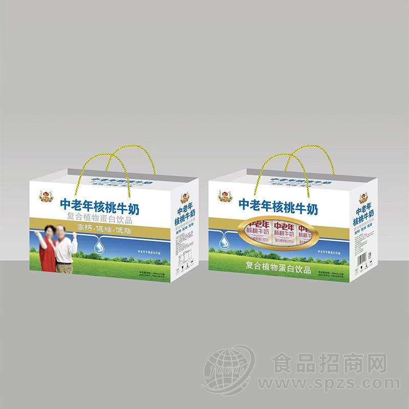 中老年核桃牛奶高钙低糖低脂复合植物蛋白饮品箱装招商