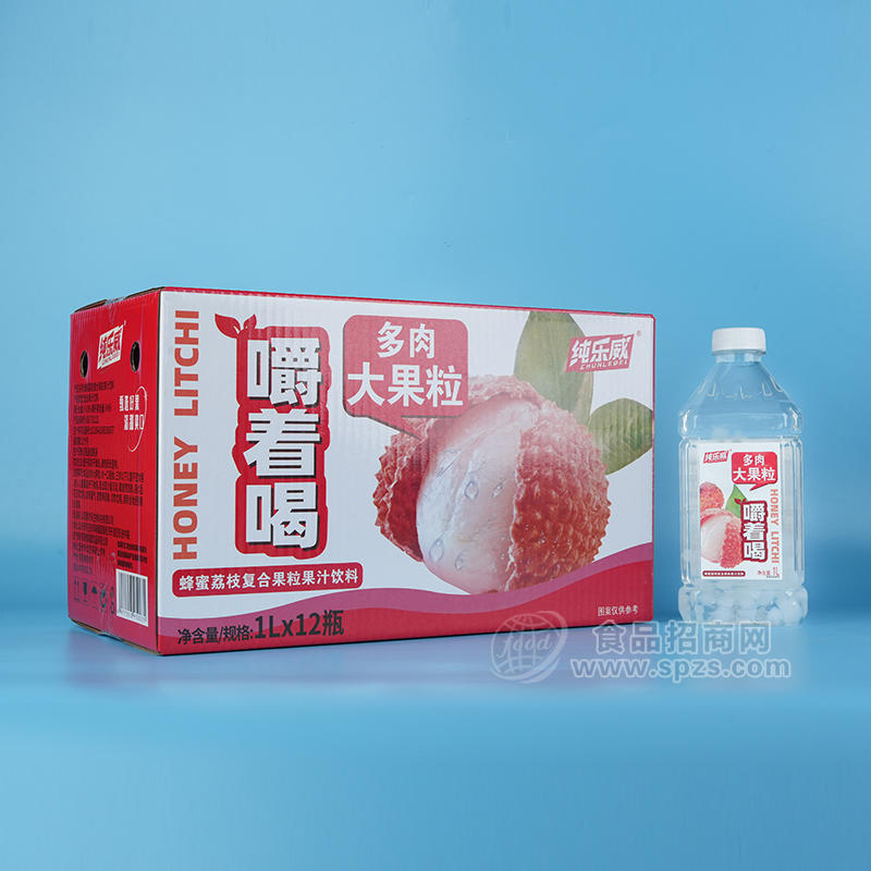 纯乐威多肉大果粒蜂蜜荔枝复合果汁饮料箱装招商1L×12瓶