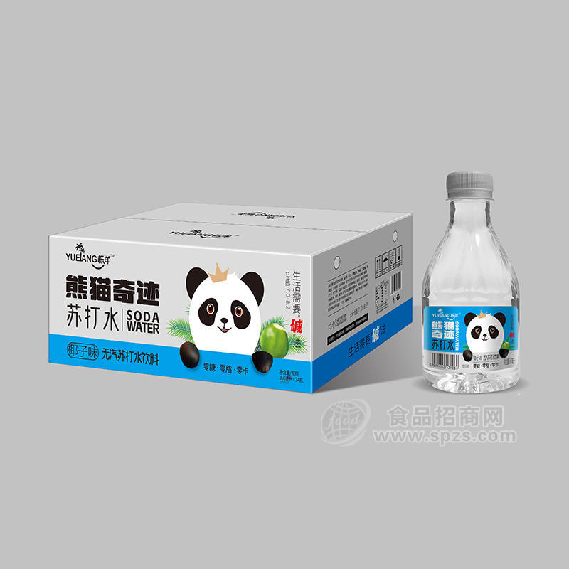 櫟洋熊貓?zhí)K奇跡椰子味無汽蘇打水飲料箱裝招商360ml×2