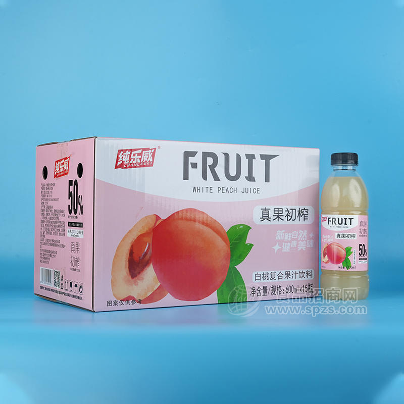 纯乐威白桃复合果汁饮料箱装招商600ml×15瓶