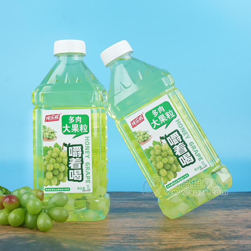 纯乐威多肉大果粒蜂蜜葡萄复合果汁饮料1L 