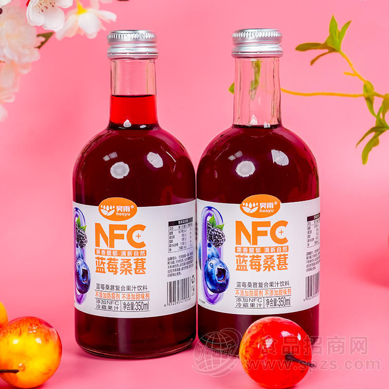 昊雨nfc蓝莓桑葚复合果汁饮料瓶装招商350ml