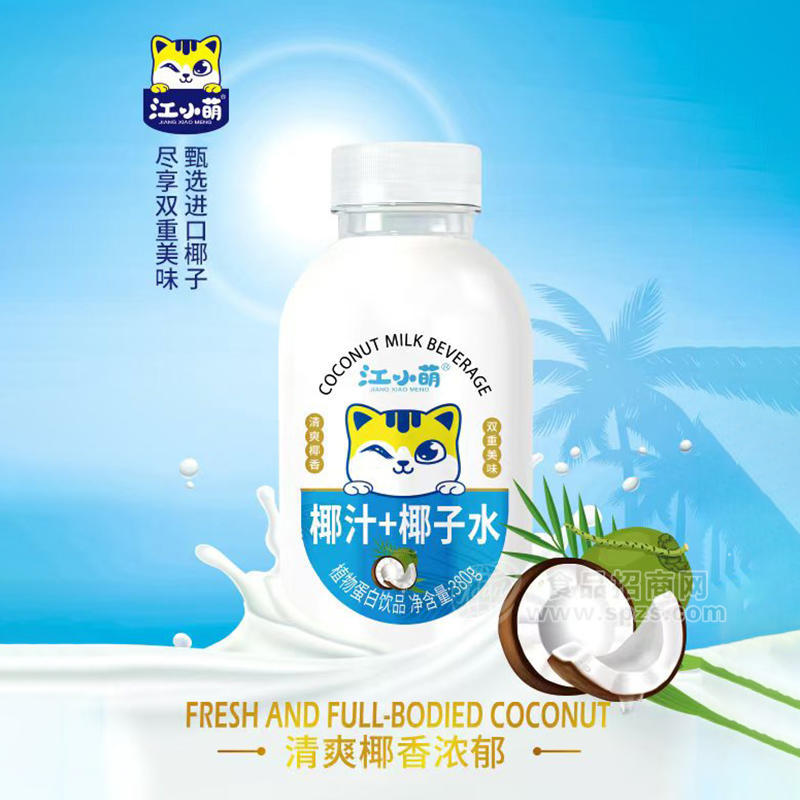 江小萌楊椰汁+椰汁水植物蛋白飲品瓶裝招商380g