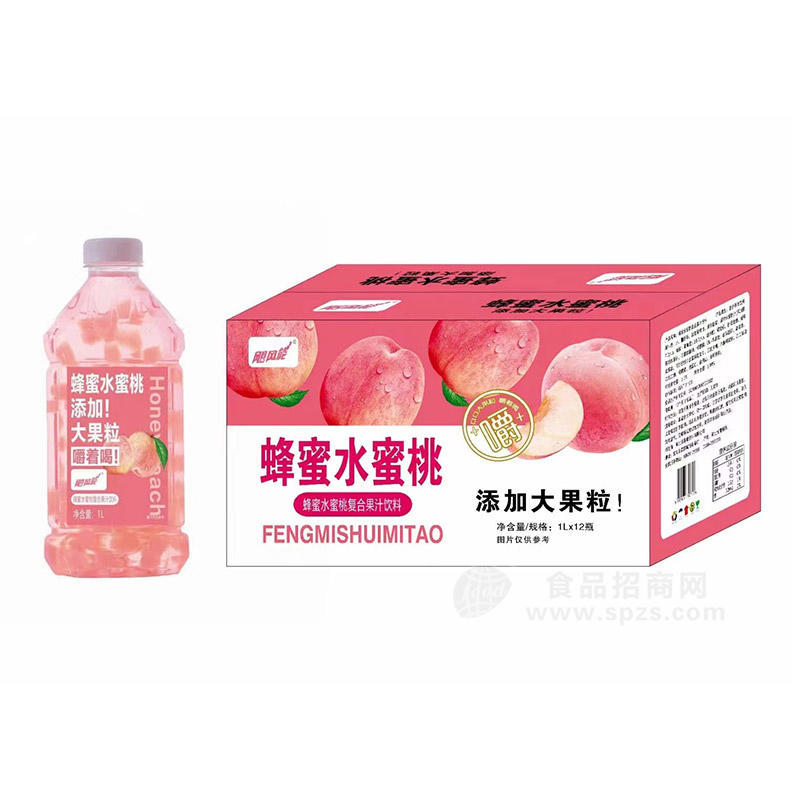 颶風能蜂蜜水蜜桃復合果汁飲料箱裝招商1L×12瓶