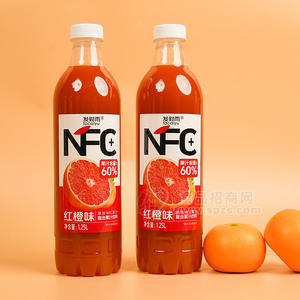 發(fā)財雨NFC紅橙味復合果汁飲料瓶裝招商1.25L