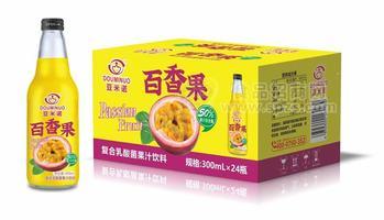 豆米诺百香果汁复合乳酸菌果汁饮料玻璃瓶装招商300ml×24