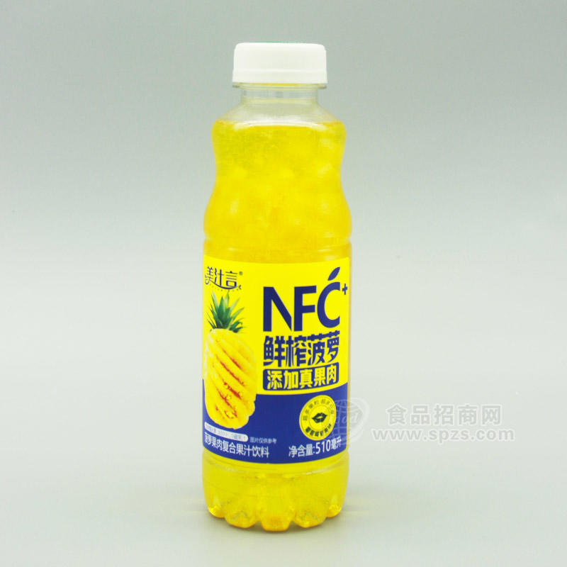 美汁言菠蘿果肉復(fù)合果汁飲料瓶裝招商510ml