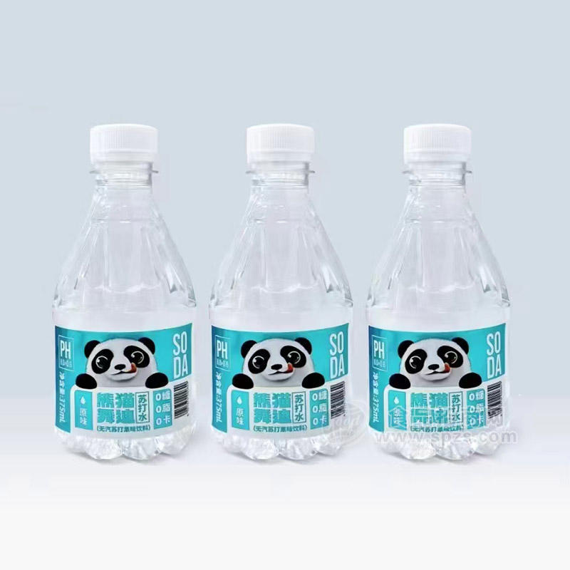 熊猫舞迪原味苏打水无汽苏打果味饮料瓶装招商375ml