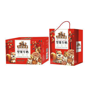 松鼠堅(jiān)果牛奶高鈣+牛奶風(fēng)味飲品禮品裝招商