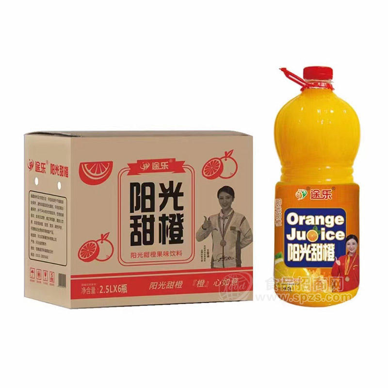 途樂陽光甜橙果味飲料箱裝招商2.5L×6瓶