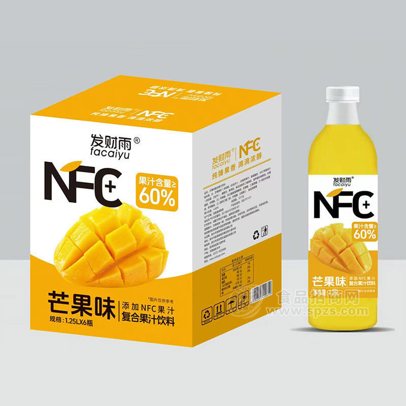 發(fā)財雨芒果味復合果汁飲料箱裝招商1.25L×6瓶