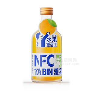 雅濱NFC100%橙汁果汁飲料玻璃瓶裝招商325ml