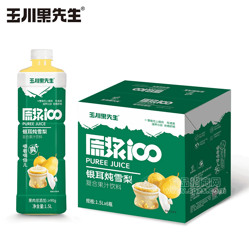 玉川果先生银耳炖雪梨复合果汁饮料箱装招商1.5L×6瓶 