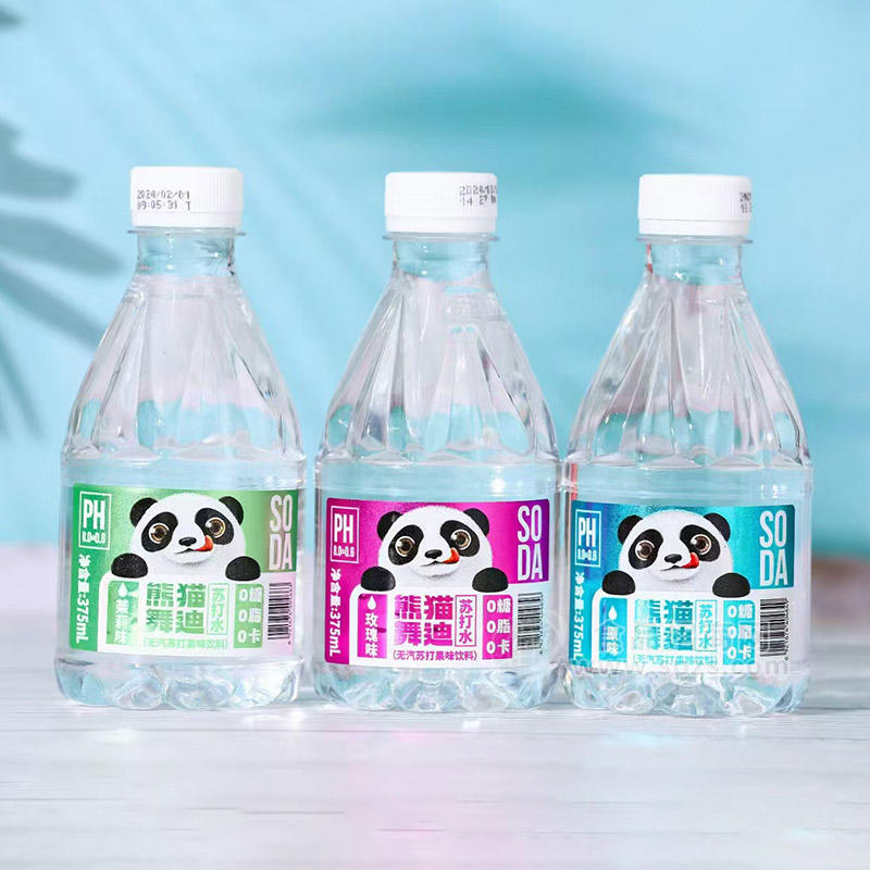熊猫舞迪苏打水无汽苏打果味饮料混合口味瓶装招商375ml