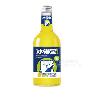 冰得宝凤梨味膳食纤维果汁汽水瓶装招商330ml