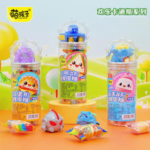 萌孩子欢乐卡通瓶橡皮糖系列 糖玩零食招商85g