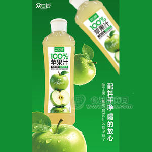 众口妙100%苹果汁饮料1.56L