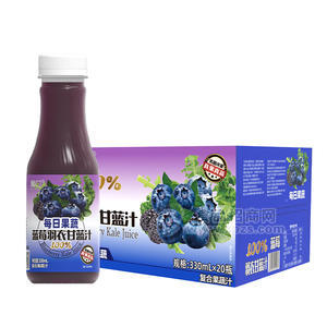 葡口蓝莓羽衣甘蓝汁复合果蔬汁饮料330mlx20瓶