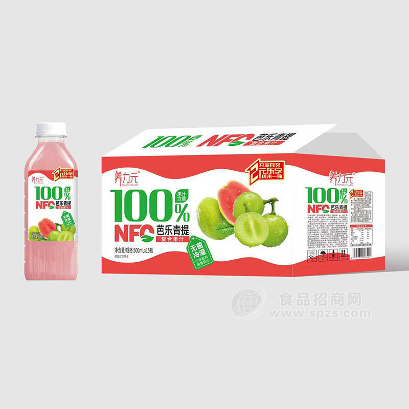 养力元100%NFC芭乐青提复合果汁饮料500mlx15瓶