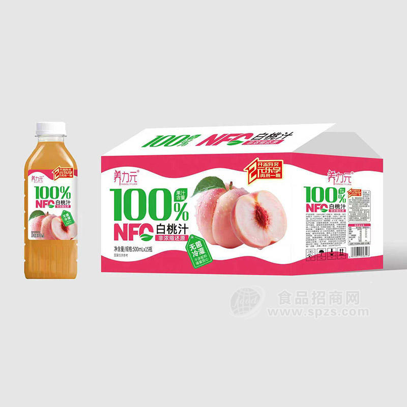 养力元100%NFC白桃汁果汁饮料500mlx15瓶