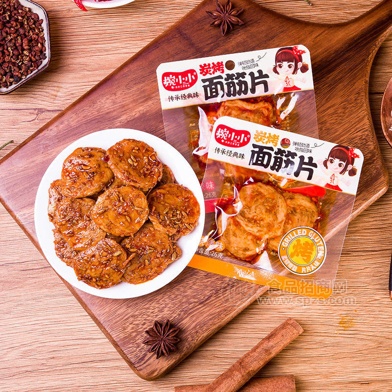 婉小小炭香辣味烧烤味烤面筋片休闲食品26g