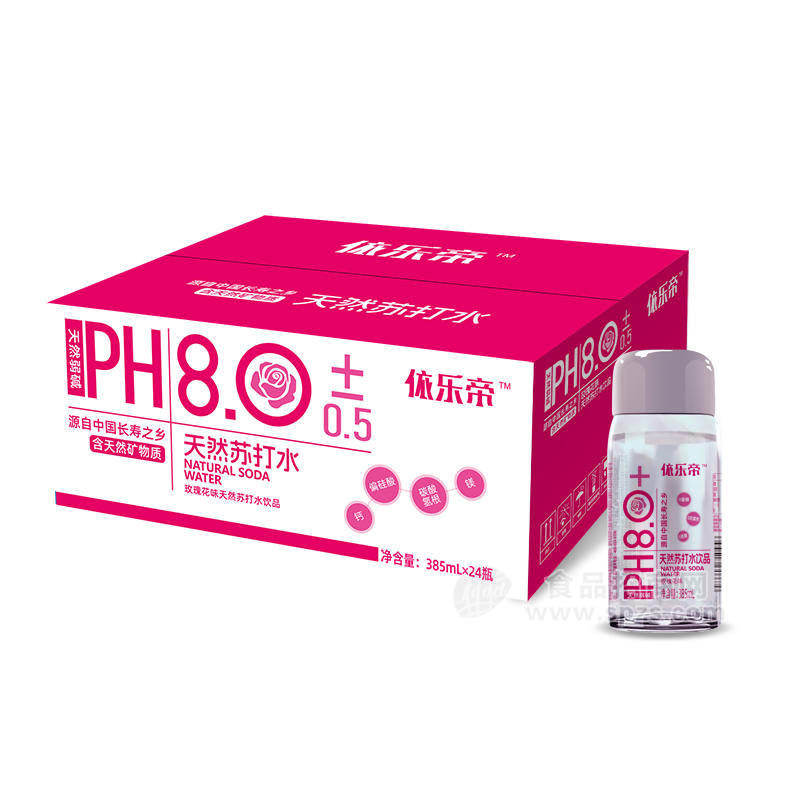 依乐帝天然苏打水玫瑰花味385ml24瓶