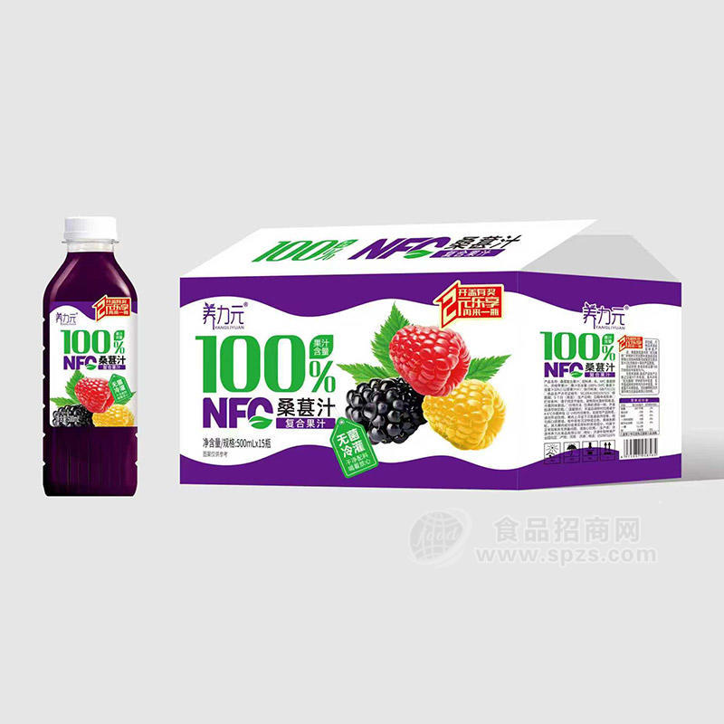 养力元100%NFC桑葚汁果汁饮料500mlx15瓶