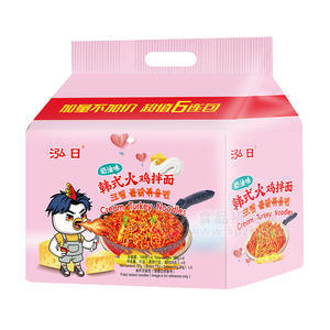 泓日六连包奶油味韩式火鸡拌面方便面方便食品100gx6袋
