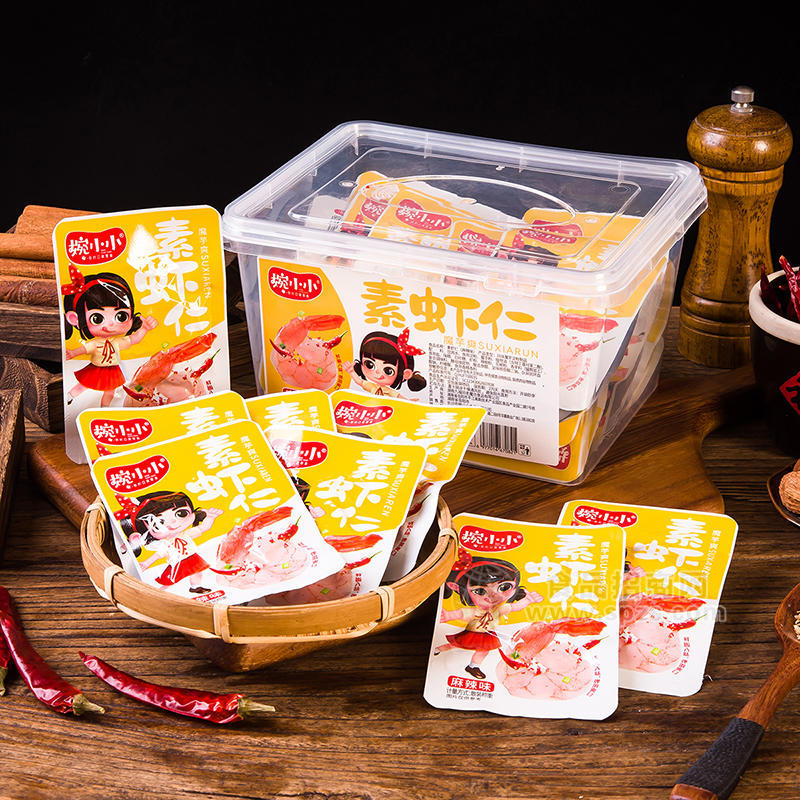 婉小小麻辣味素虾仁休闲食品散装称重招商