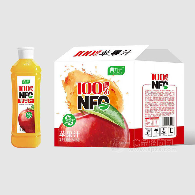 养力元100%NFC苹果汁饮料1.56LX6瓶