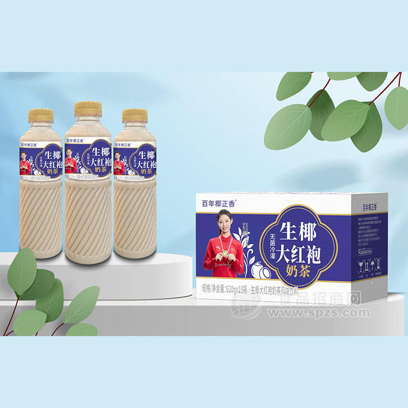 百年椰正香无菌冷罐生椰大红袍奶茶风味饮料620gx15瓶招商