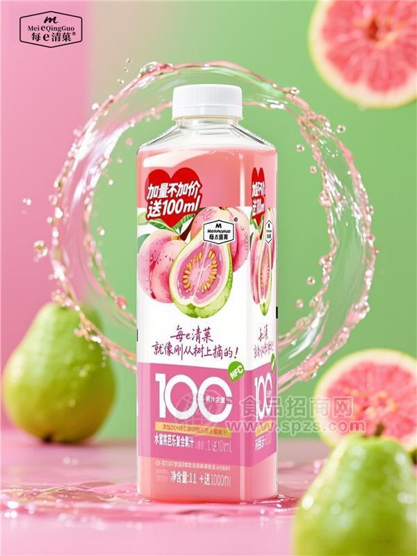水蜜桃芭乐复合果汁1.1升瓶装