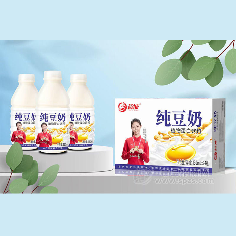 益城纯豆奶植物蛋白饮料330mlx24瓶