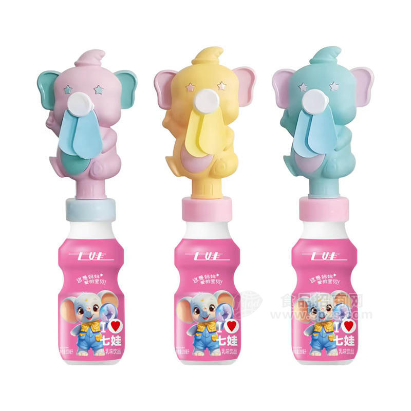 七娃乳味饮品儿童饮料小象风扇饮料招商200ml