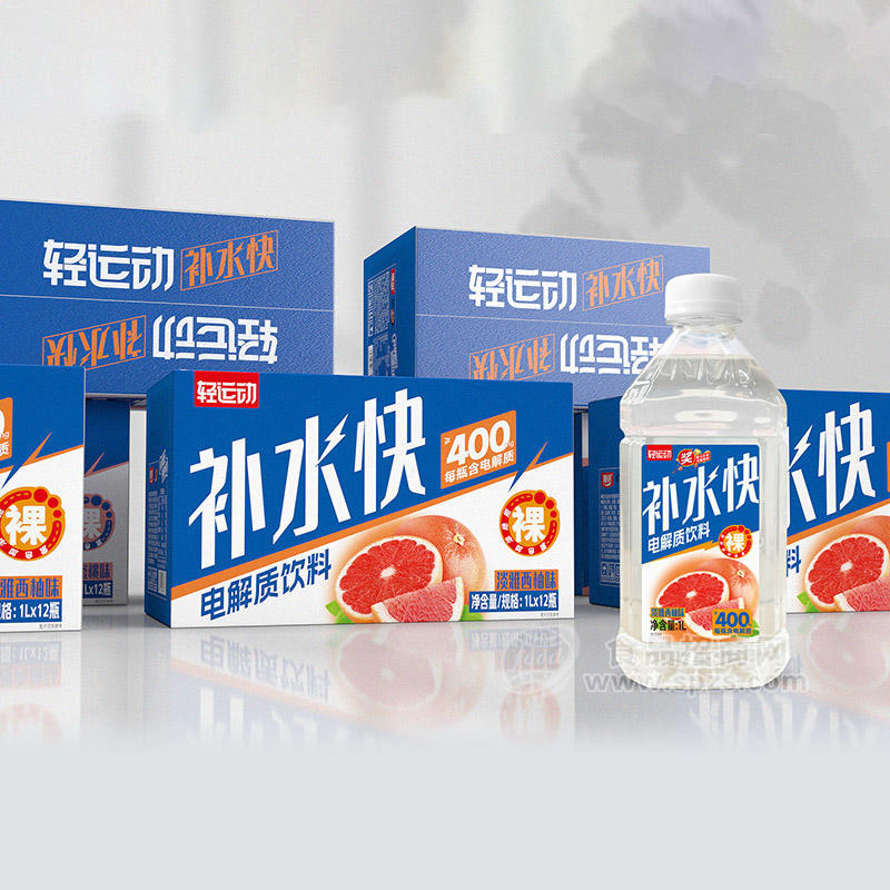 轻运动补水快淡雅西柚味电解质饮料1LX12瓶
