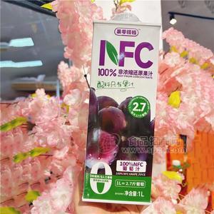 果零搭檔NFC葡萄汁100%非濃縮還原果汁1L餐飲裝