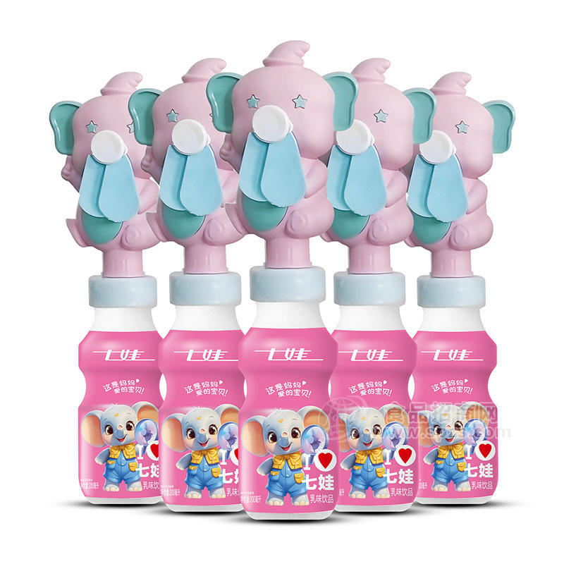 七娃儿童饮料小象风扇乳味饮品瓶装饮料200ml