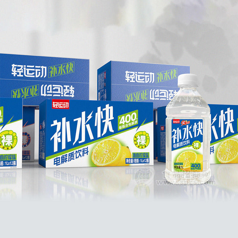 轻运动补水快沁心柠檬味电解质饮料1LX12瓶
