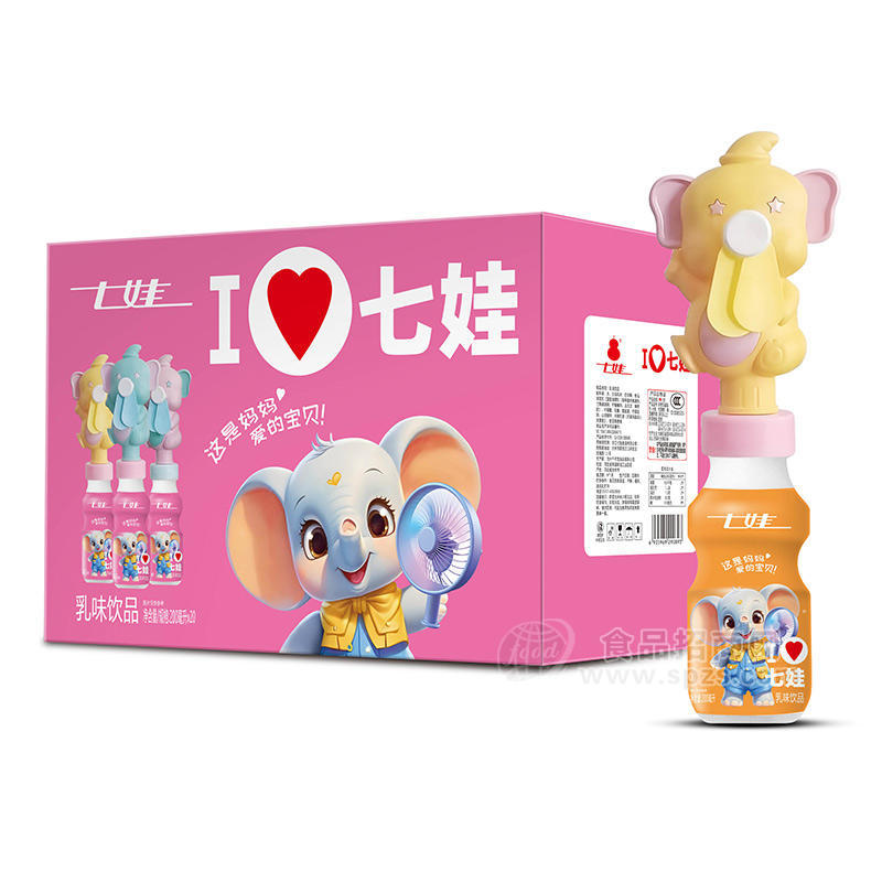 七娃乳味饮品小象风扇箱装儿童饮料招商200ml