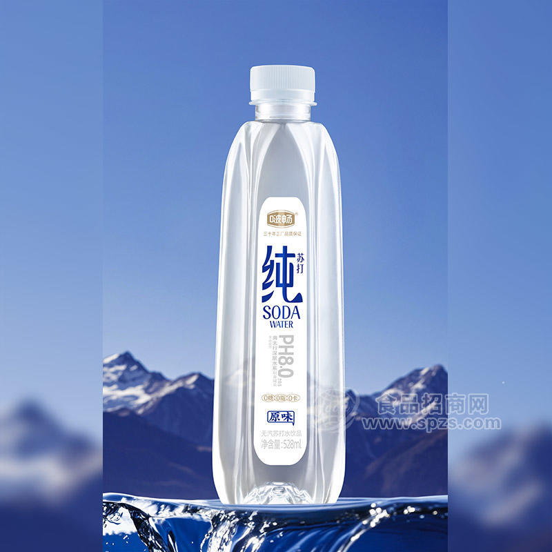 啵暢三十年工廠品質(zhì)保證0卡原味純蘇打水飲料招商528ml