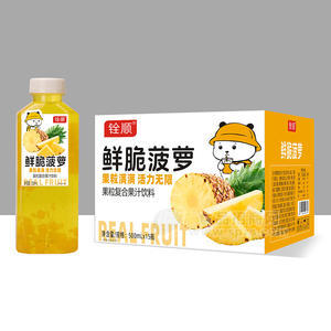 銓順鮮脆菠蘿果粒復(fù)合果汁飲料箱裝飲品500ml