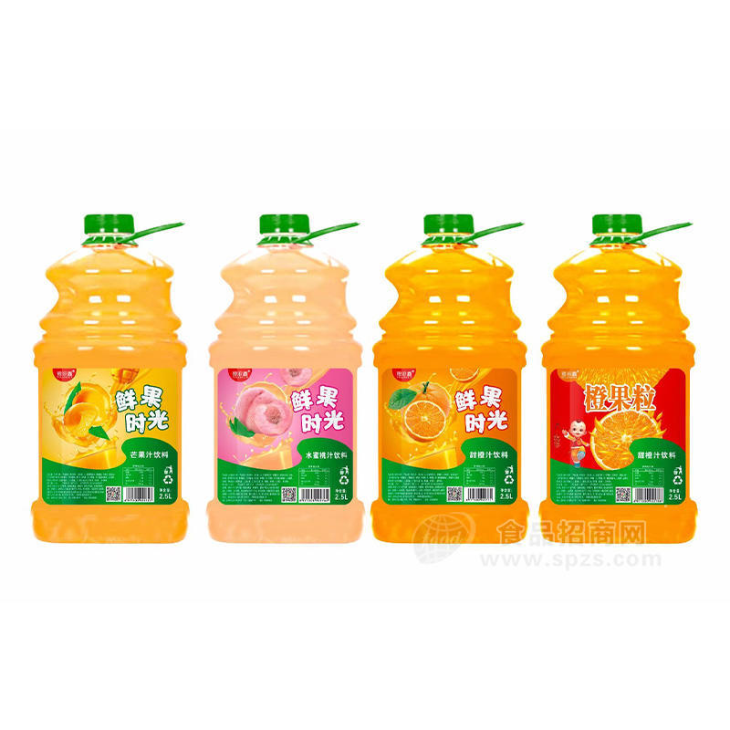豫浪鑫鲜果时光芒果汁蜜桃汁橙汁果汁饮料桶装招商2.5L 