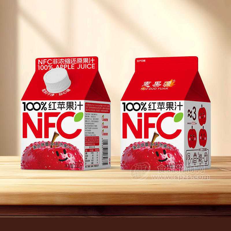 惠果源NFC100%紅蘋(píng)果汁果汁飲料330g