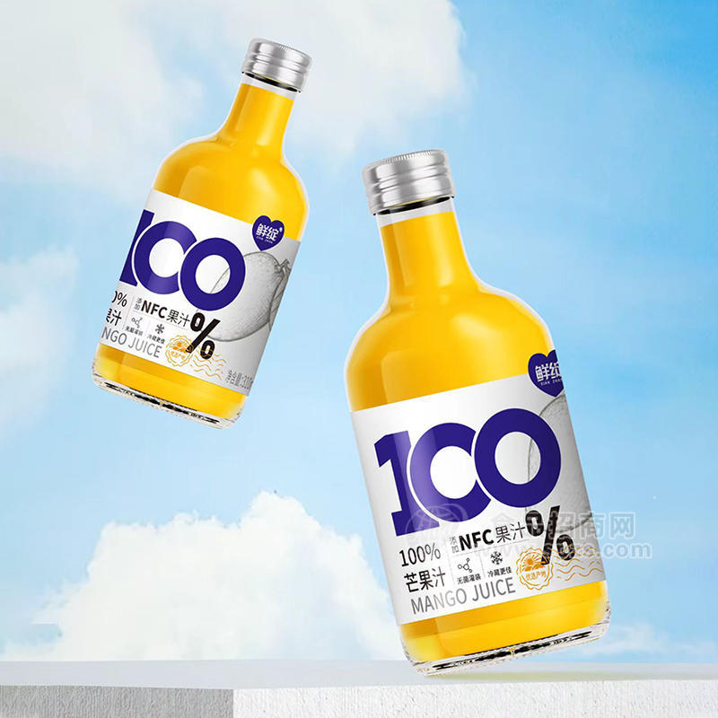 鲜绽NFC果汁100%芒果汁饮料玻璃瓶饮料310ml